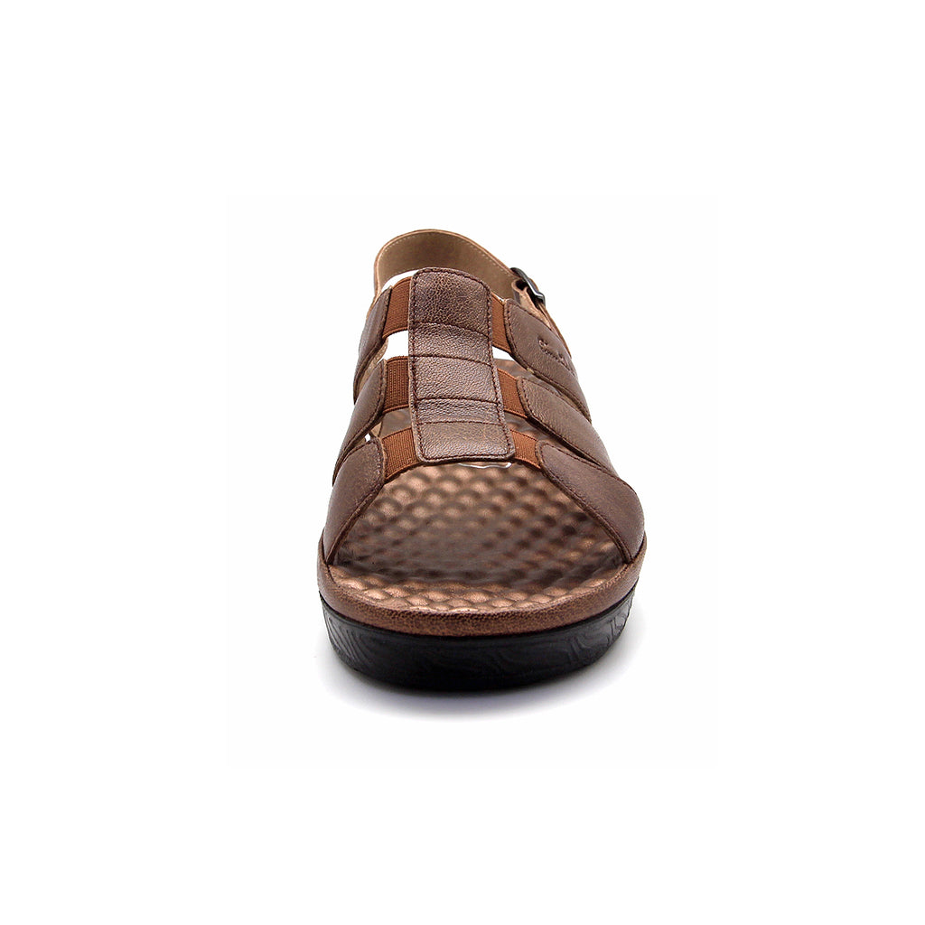 ស្បែកជើងនារី Pierre Cardin ស្បែកជើងកវែងនារី ស្បែកជើងកែងជើងរាបស្មើ ស្រួលពាក់ ផលិតពីស្បែកពិតប្រាកដ ពណ៌ Bronze Gold ទំហំ 21SS242 