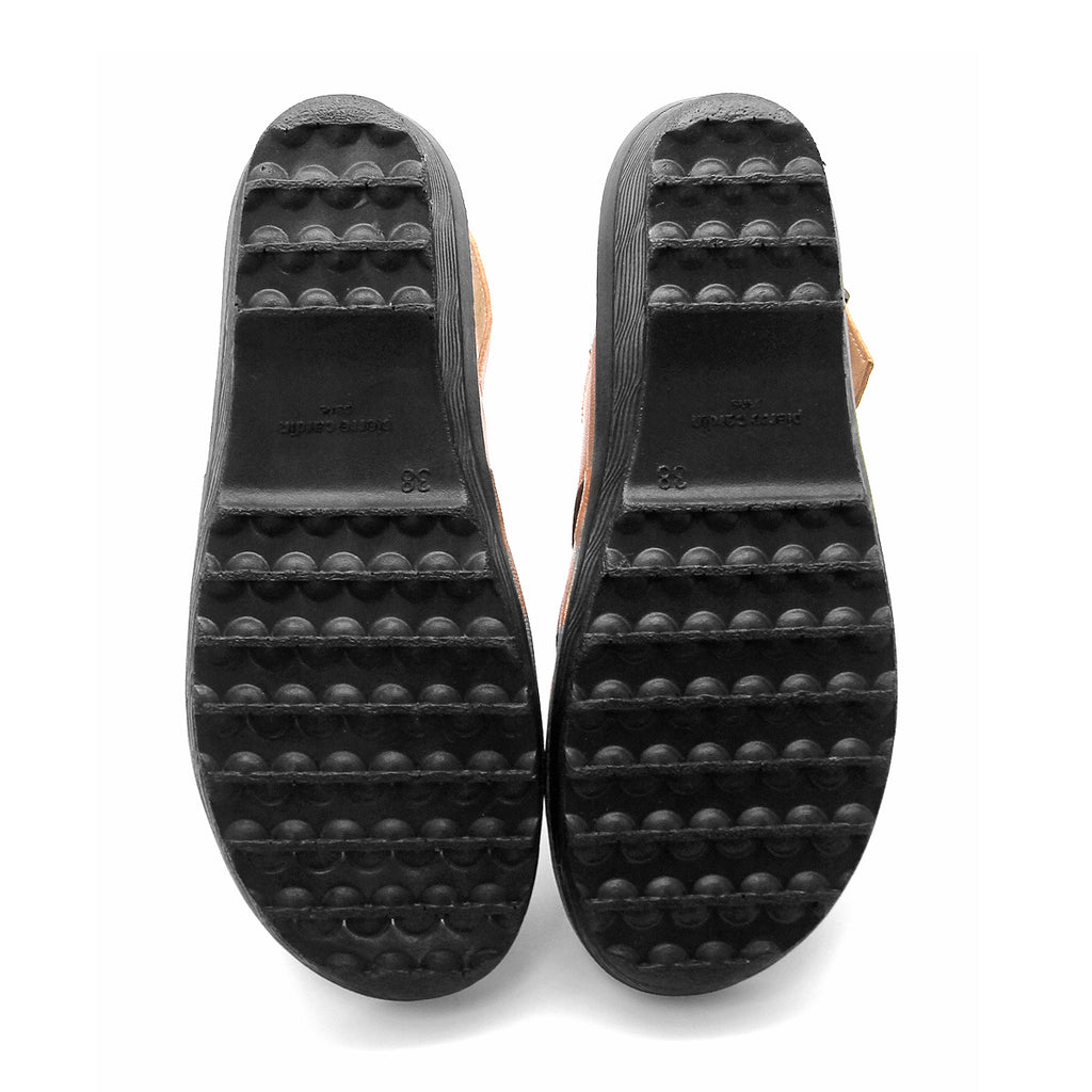 ស្បែកជើងនារី Pierre Cardin ស្បែកជើងកវែងនារី ស្បែកជើងកែងជើងរាបស្មើ ស្រួលពាក់ ផលិតពីស្បែកពិតប្រាកដ ពណ៌ Bronze Gold ទំហំ 21SS242 