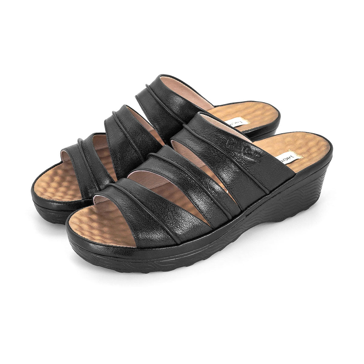 ស្បែកជើងនារី Pierre Cardin ស្បែកជើងប៉ាតា ស្បែកជើងផ្ទាត់ ទន់ស្រួលពាក់ ផលិតពីស្បែកសុទ្ធ ពណ៌ត្នោត ម៉ូដែល 22SS254 