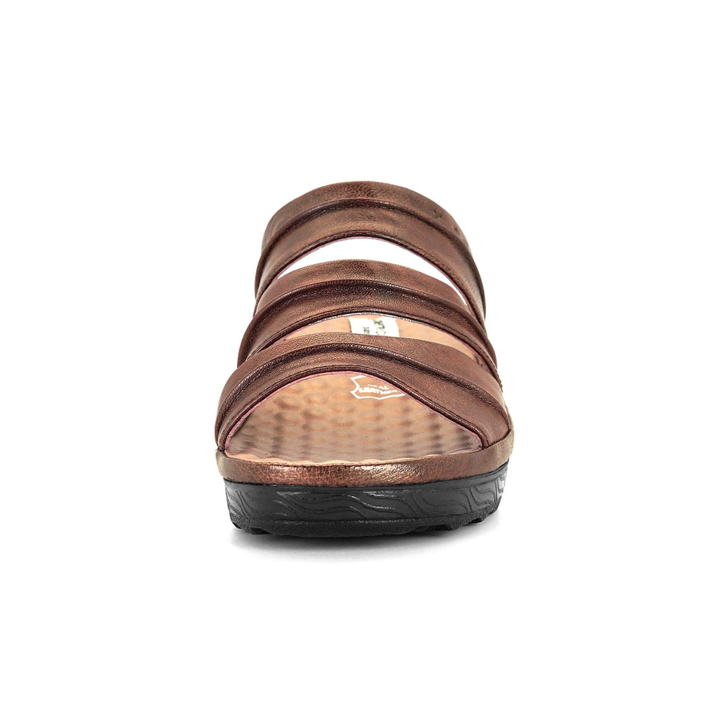 ស្បែកជើងនារី Pierre Cardin ស្បែកជើងប៉ាតា ស្បែកជើងផ្ទាត់ ទន់ស្រួលពាក់ ផលិតពីស្បែកសុទ្ធ ពណ៌ត្នោត ម៉ូដែល 22SS254 