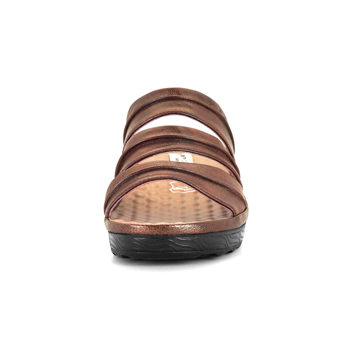 ស្បែកជើងនារី Pierre Cardin ស្បែកជើងប៉ាតា ស្បែកជើងផ្ទាត់ ទន់ស្រួលពាក់ ផលិតពីស្បែកសុទ្ធ ពណ៌ត្នោត ម៉ូដែល 22SS254 