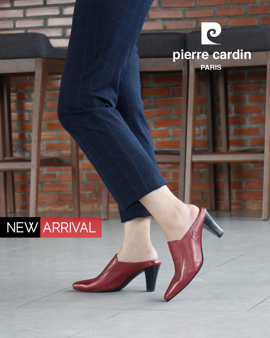 Pierre Cardin Muse ស្បែកជើងកែងខ្ពស់ពណ៌ក្រហម ម៉ូដែល 23SC302
