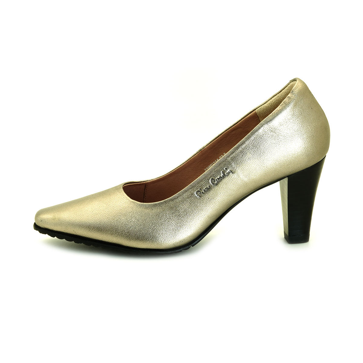 ស្បែកជើងកែងជើងនារី Pierre Cardin ទន់ស្រួលពាក់ ផលិតពីស្បែកសុទ្ធ សំរិទ្ធមាស ទំហំ 23WD314