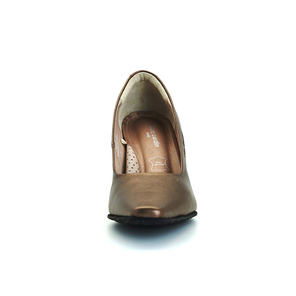 ស្បែកជើងកែងជើងនារី Pierre Cardin ទន់ស្រួលពាក់ ផលិតពីស្បែកសុទ្ធ សំរិទ្ធមាស ទំហំ 23WD314