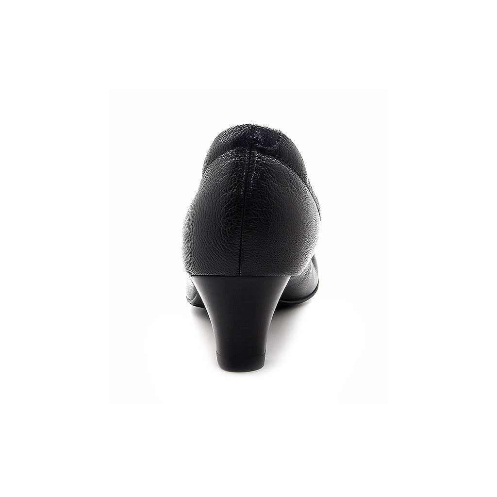 ស្បែកជើងនារី Pierre Cardin កែងជើងខ្ពស់បូមទឹក ទន់ស្រួលពាក់ ផលិតពីស្បែកសុទ្ធ ខ្មៅរលោង ម៉ូដែល 24SD323 
