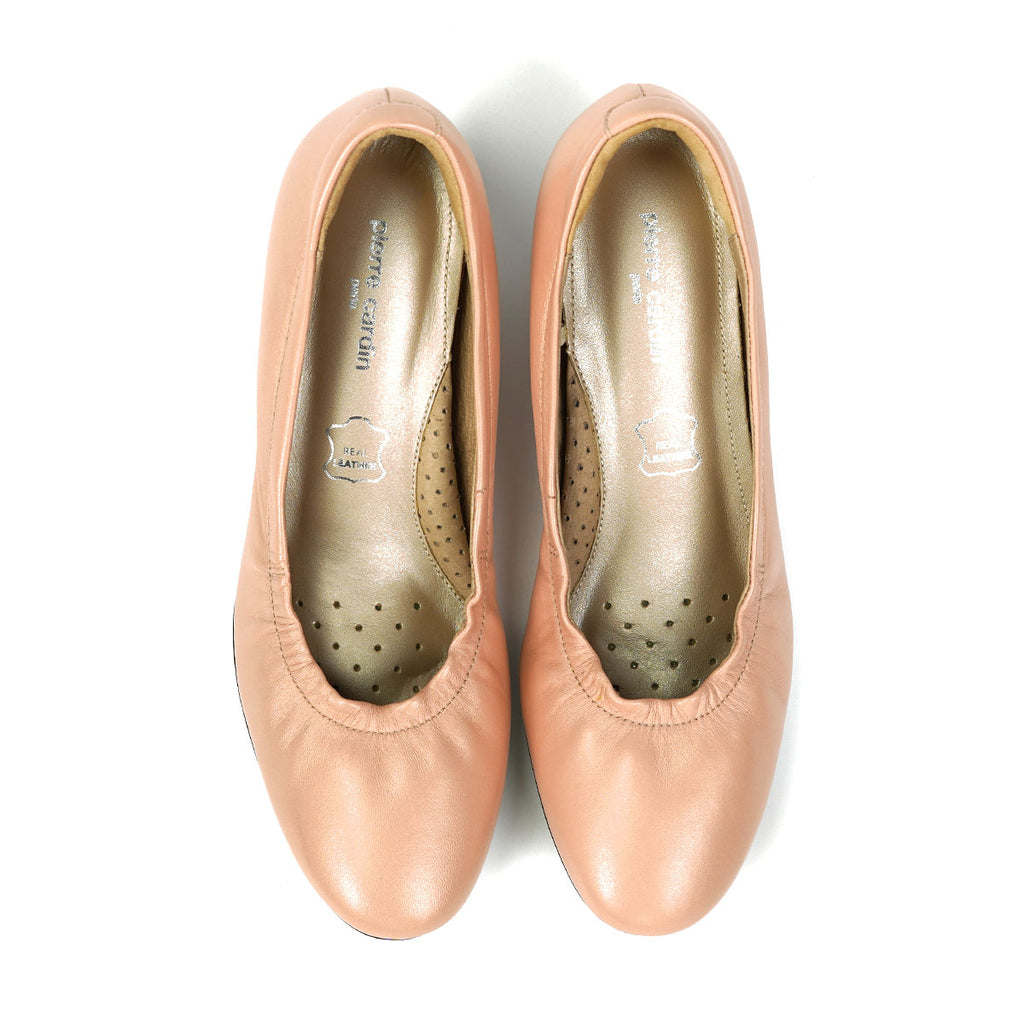 ស្បែកជើងនារី Pierre Cardin កែងជើងខ្ពស់បូមទឹក ទន់ស្រួលពាក់ ផលិតពីស្បែកសុទ្ធ ខ្មៅរលោង ម៉ូដែល 24SD323 