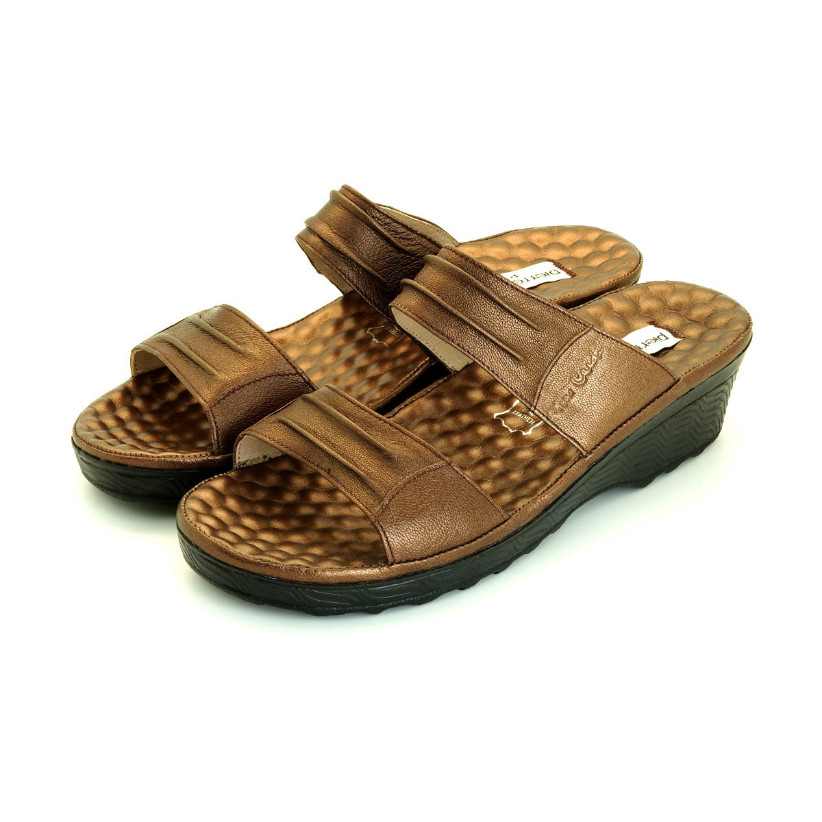 ស្បែកជើងនារី Pierre Cardin ស្បែកជើងប៉ាតា ស្បែកជើងផ្ទាត់ ទន់ស្រួលពាក់ ផលិតពីស្បែកសុទ្ធ ពណ៌ខ្មៅ ម៉ូឌែល 24SS342 