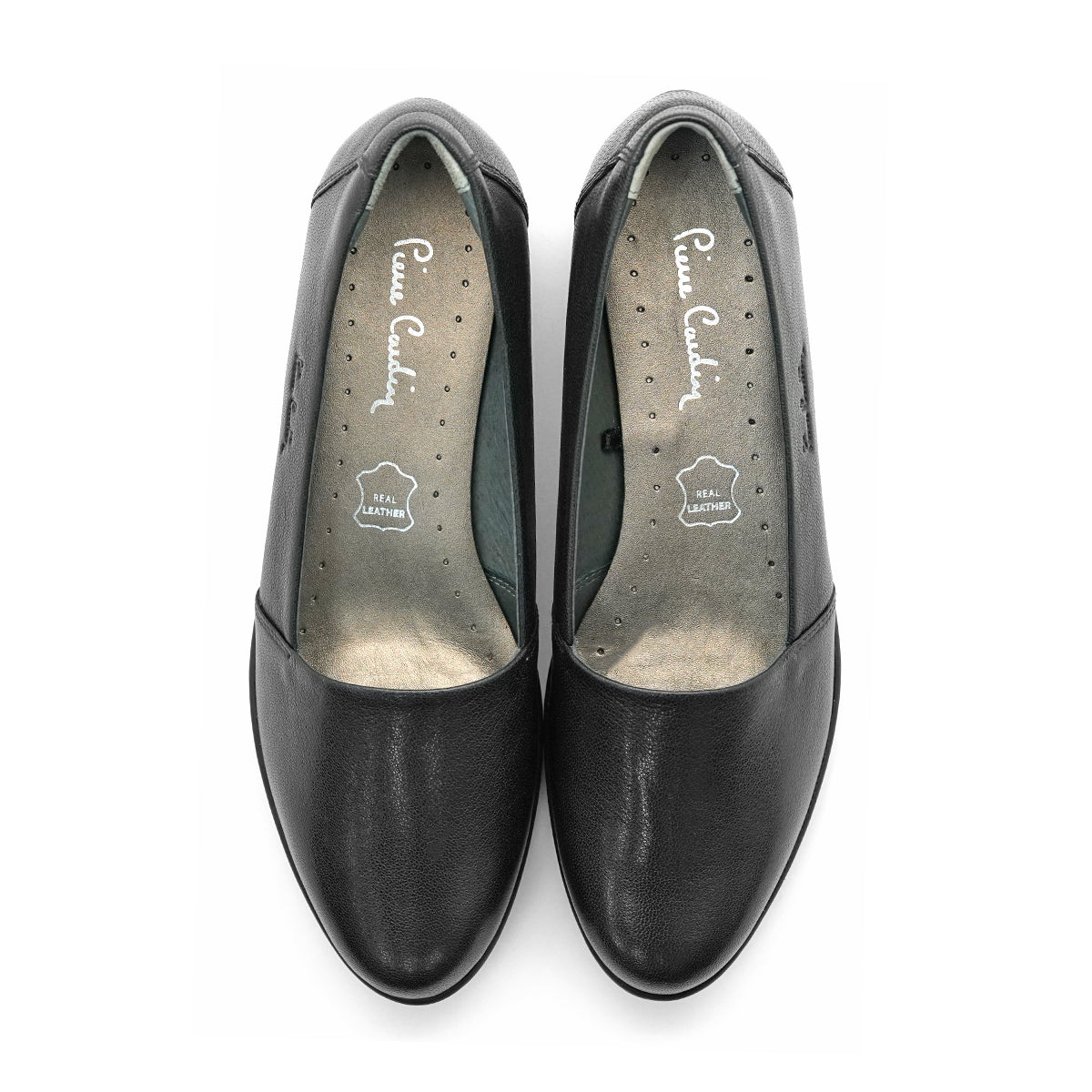 ស្បែកជើងសំប៉ែតនារី Pierre Cardin ទន់ស្រួលពាក់ ផលិតពីស្បែកសុទ្ធ ពណ៌ខ្មៅ ម៉ូដែល 27WC455