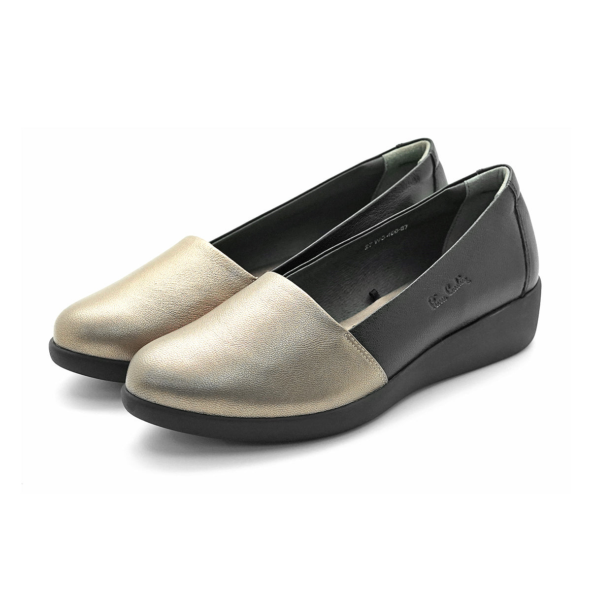 ស្បែកជើងសំប៉ែតនារី Pierre Cardin ទន់ស្រួលពាក់ ផលិតពីស្បែកសុទ្ធ ពណ៌ខ្មៅ ម៉ូដែល 27WC455