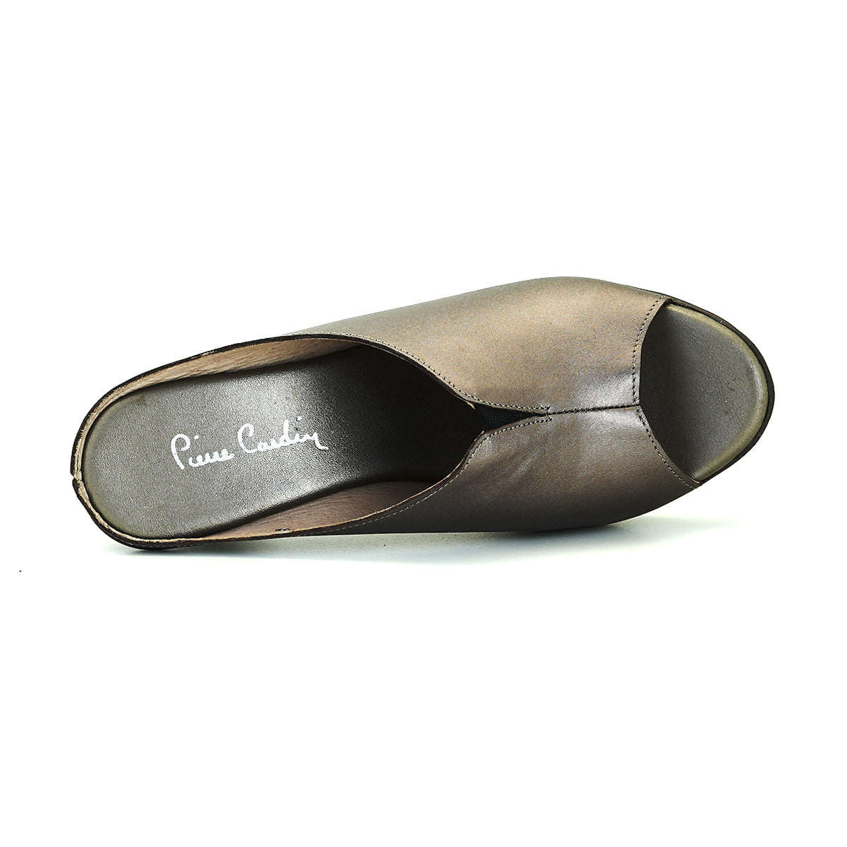 ស្បែកជើងនារី Pierre Cardin កែងជើងខ្ពស់ កែងជើងខ្ពស់ ទន់ស្រួលពាក់ ផលិតពីស្បែកពិតប្រាកដ ពណ៌សំរិទ្ធ ម៉ូដែល 31PS804 