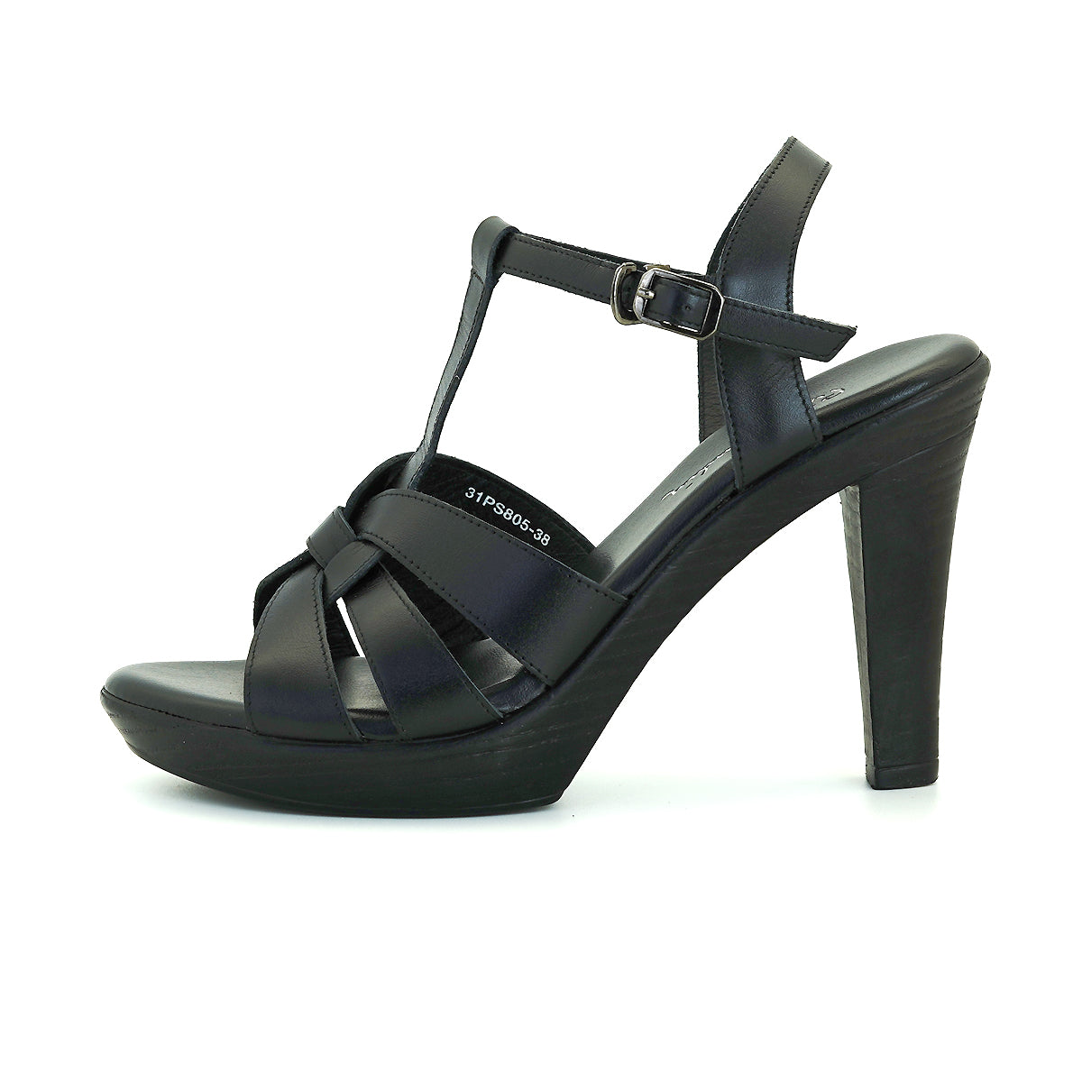 ស្បែកជើងនារី Pierre Cardin កែងជើងខ្ពស់ កែងជើងខ្ពស់ ទន់ស្រួលពាក់ ផលិតពីស្បែកពិតប្រាកដ ពណ៌សំរិទ្ធ ម៉ូដែល 31PS805 