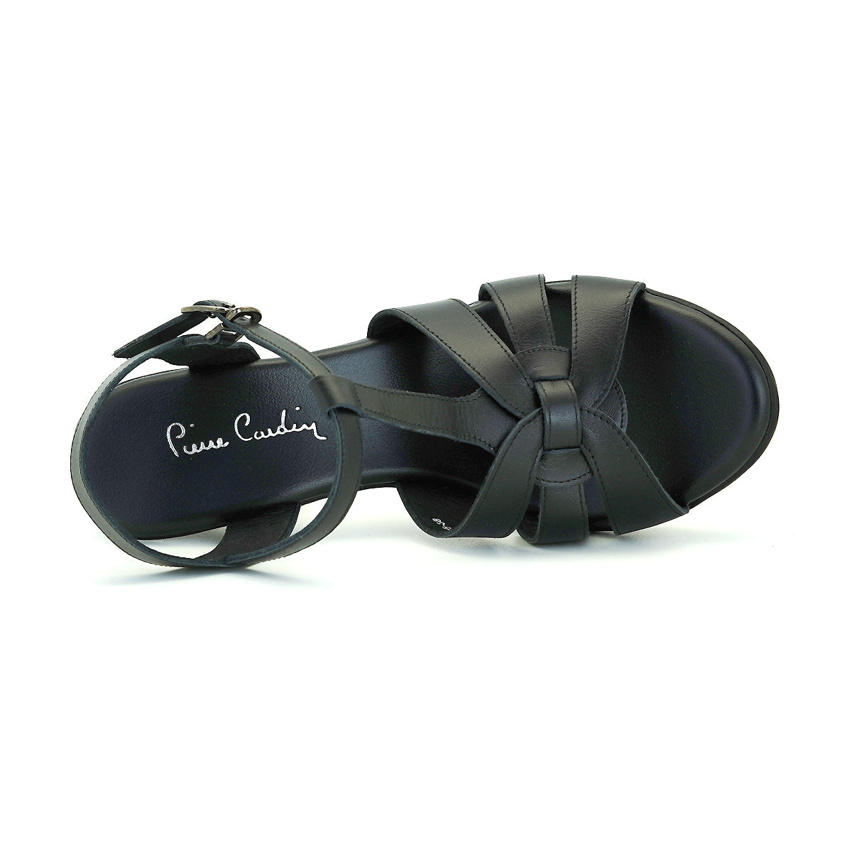 ស្បែកជើងនារី Pierre Cardin កែងជើងខ្ពស់ កែងជើងខ្ពស់ ទន់ស្រួលពាក់ ផលិតពីស្បែកពិតប្រាកដ ពណ៌សំរិទ្ធ ម៉ូដែល 31PS805 