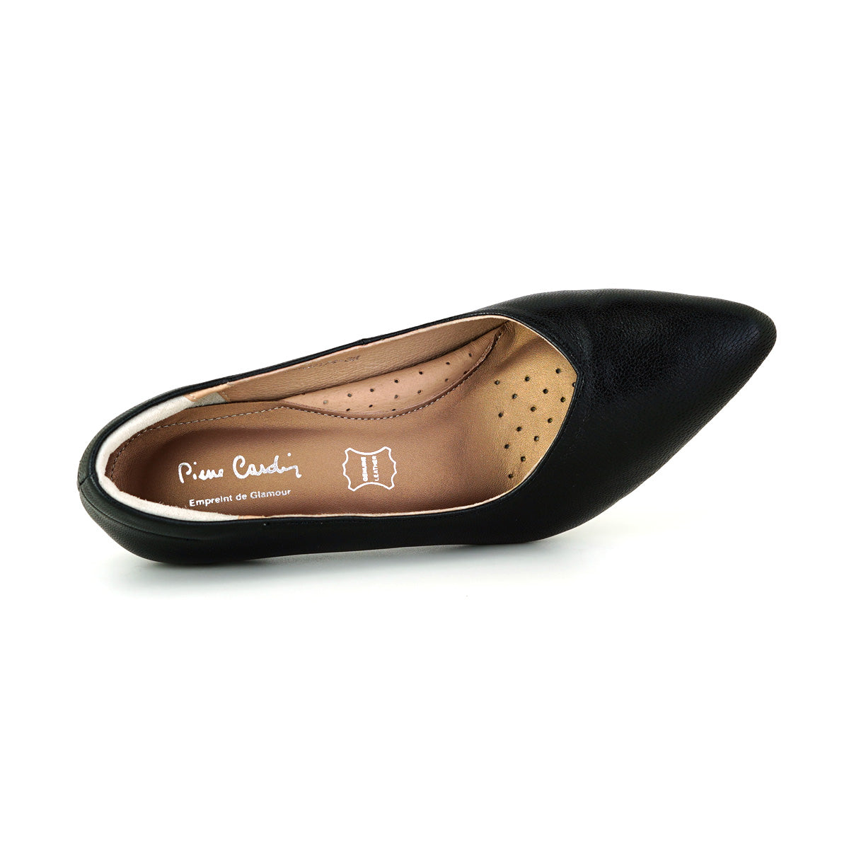 ស្បែកជើងនារី Pierre Cardin កែងជើងខ្ពស់បូមទឹក ទន់ស្រួលពាក់ ផលិតពីស្បែកសុទ្ធ ម៉ូដែល 34KD174 