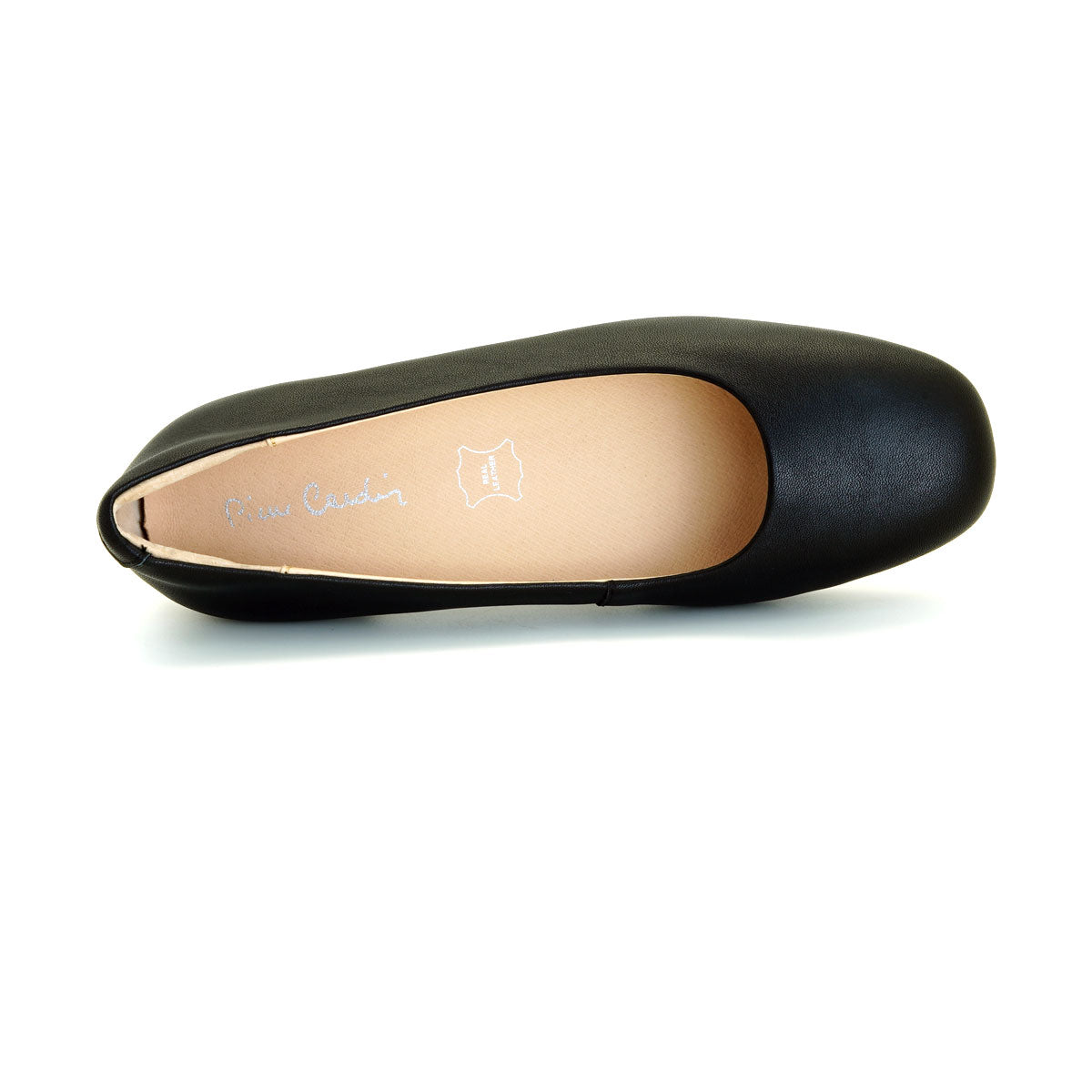 ស្បែកជើងនារី Pierre Cardin ទន់ស្រួលពាក់ ផលិតពីស្បែកសុទ្ធ ពណ៌ខ្មៅ ម៉ូដែល 53AD146 