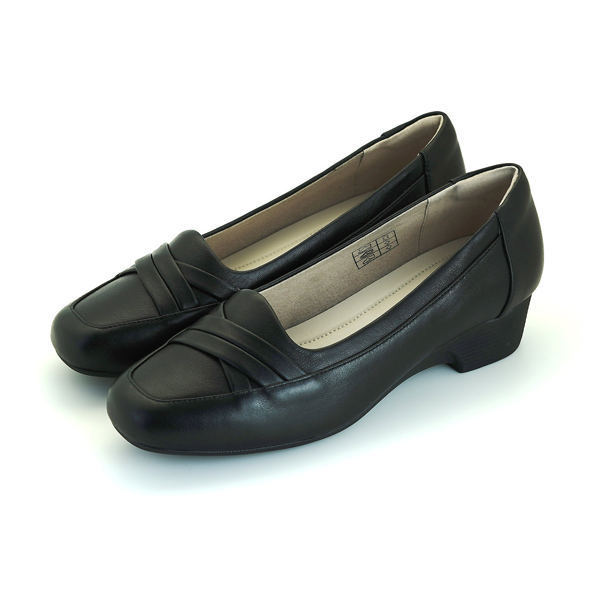 ស្បែកជើងនារី Pierre Cardin ស្បែកជើងសំប៉ែត ស្បែកជើងស្បែកទន់ស្រួលពាក់ ផលិតពីស្បែកសុទ្ធ ពណ៌ខ្មៅ ម៉ូដែល 53BC153 
