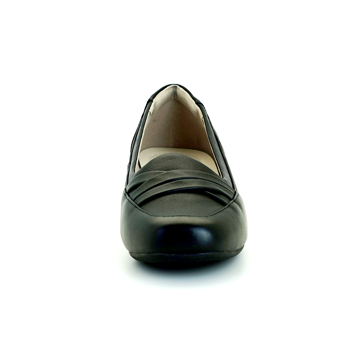 ស្បែកជើងនារី Pierre Cardin ស្បែកជើងសំប៉ែត ស្បែកជើងស្បែកទន់ស្រួលពាក់ ផលិតពីស្បែកសុទ្ធ ពណ៌ខ្មៅ ម៉ូដែល 53BC153 