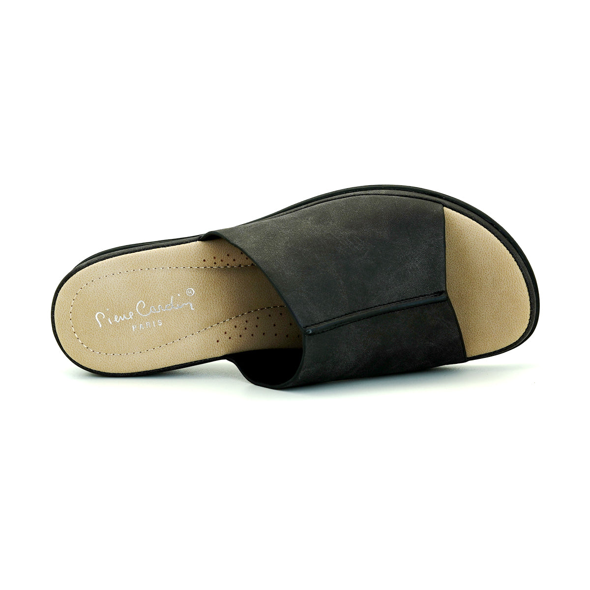 ស្បែកជើងនារី Pierre Cardin ស្បែកជើងប៉ាតាសុខភាព ទន់ស្រួលពាក់ ផលិតពីស្បែកសុទ្ធ ពណ៌ខៀវ ម៉ូដែល 53BS150 