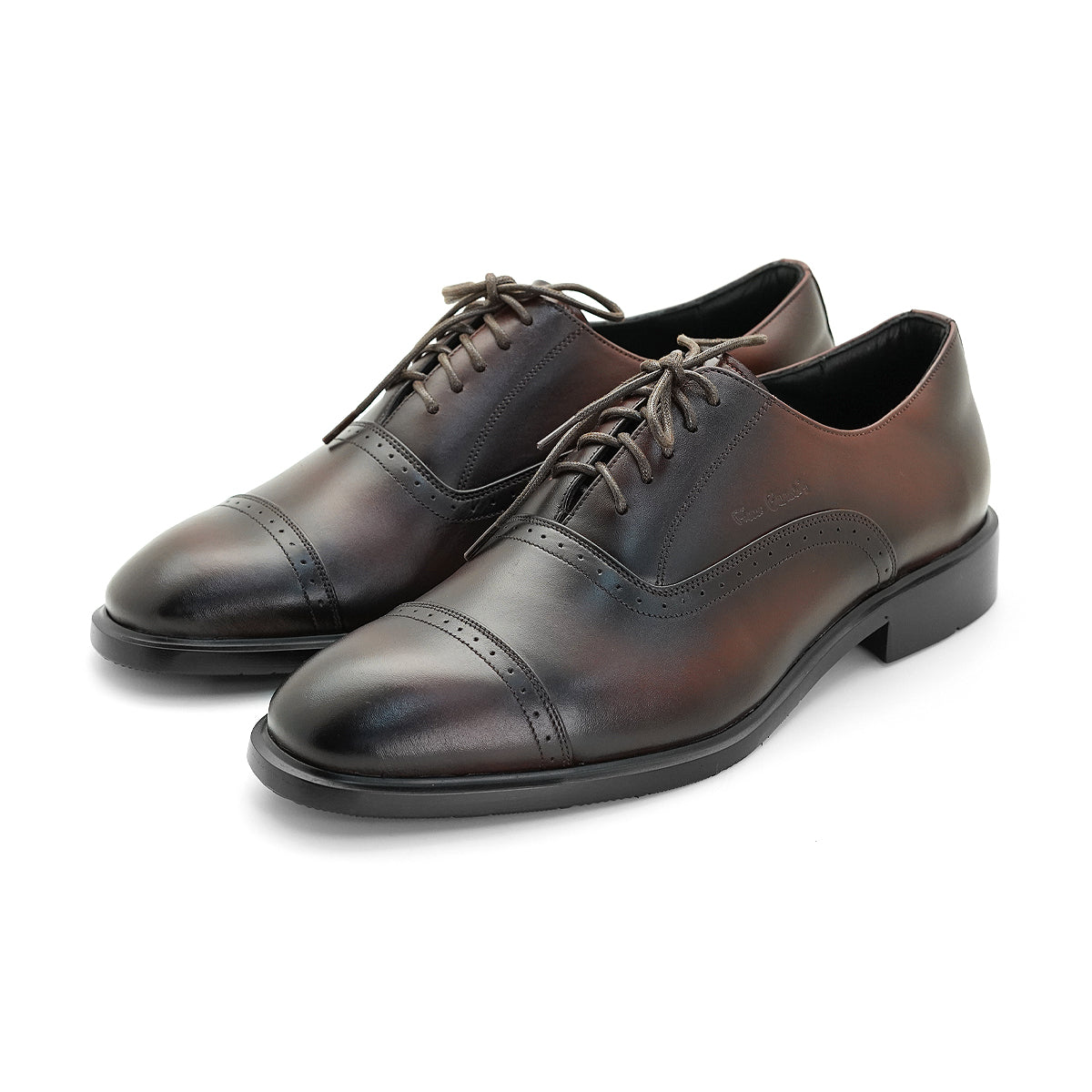 ស្បែកជើងបុរស Pierre Cardin ស្បែកជើងស្បែកក្រណាត់ ទន់ស្រួលពាក់ ផលិតពីស្បែកខ្មៅពិត ម៉ូដែល 80TD122 